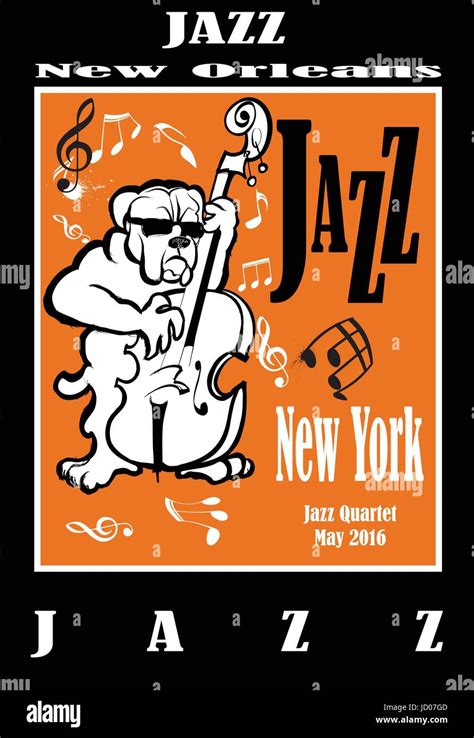 Jazz Poster With Double Bass Vector Illustration Stock Vector Image And Art Alamy