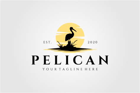 Pelican Bird Logo Vintage Design Graphic by lawoel · Creative Fabrica