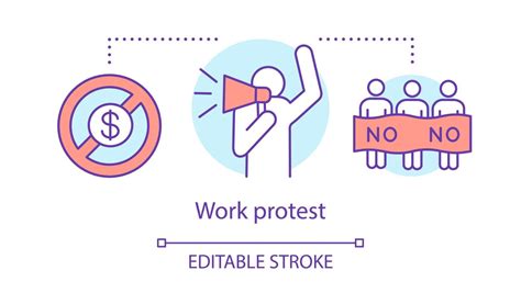 Work protest concept icon. Public strike, labor union strike idea thin ...