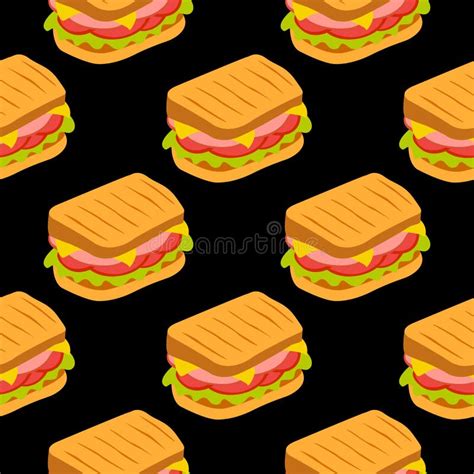 Vector Seamless Pattern With Sandwich Stock Vector Illustration Of