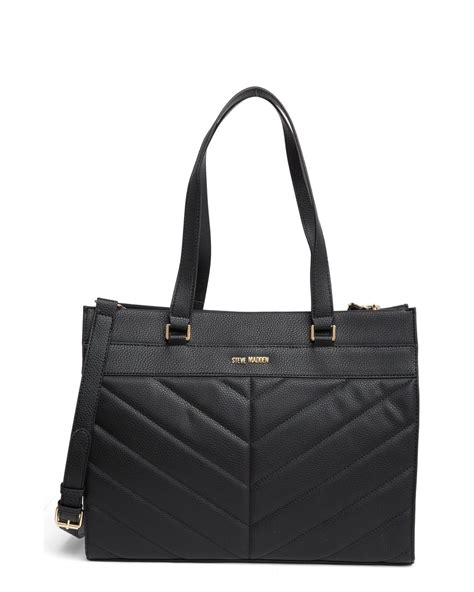 Steve Madden Chevron Quilt Box Tote Bag In Black Lyst