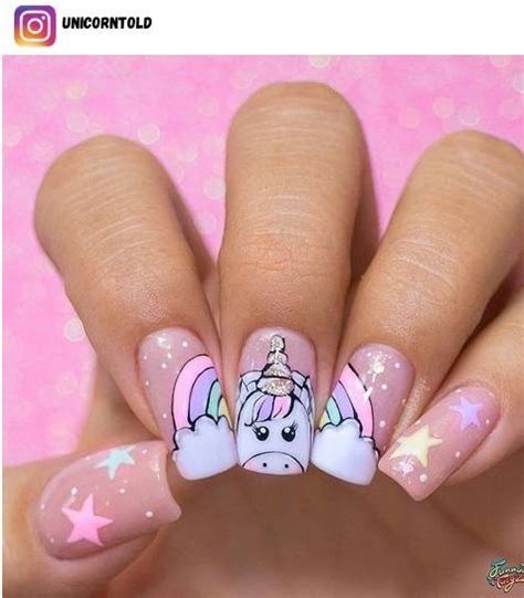 Unicorn Acrylic Nail Designalmond And Classy Nail Unicorn Nail Art