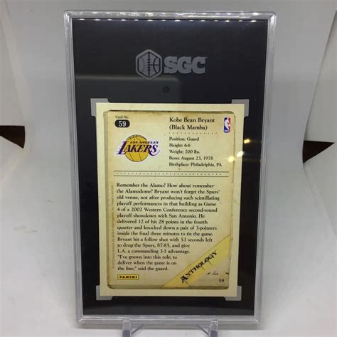 Panini Kobe Anthology Kobe Bryant Card Sgc Lakers Ebay