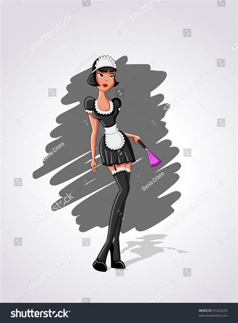 Beautiful Sexy Brunet Cartoon French Maid Stock Vector Illustration 91653245 Shutterstock