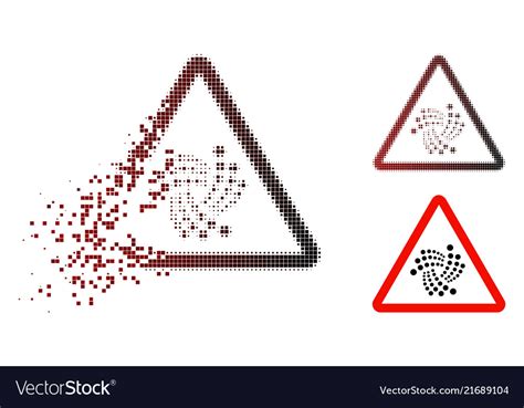 Disappearing Dot Halftone Iota Warning Icon Vector Image