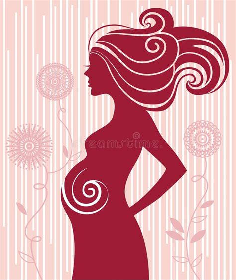 Silhouette Of Pregnant Woman With Flowers Stock Vector Illustration