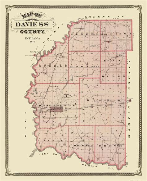 Historic County Map Daviess County Washington Andreas 1876 23 X