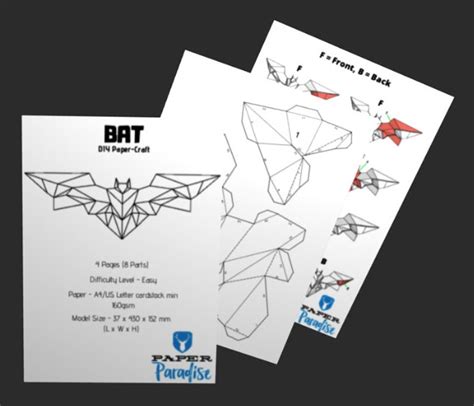 Bat Papercraft Sculptures Printable D Puzzle D Papercraft Etsy Diy