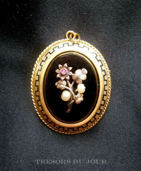 Antique VICTORIAN ONYX Brooch Pendant Memento Mori Brooch Pin Etsy