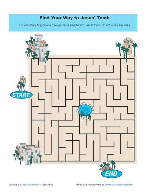 Find Your Way To Jesus Tomb Maze On Sunday School Zone