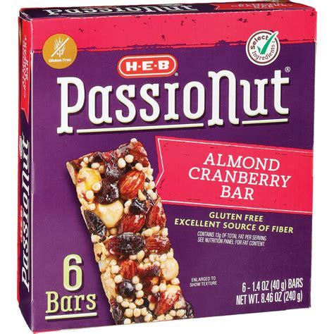 H E B Passionut Snack Bars Almond Cranberry Shop Granola And Snack Bars At H E B