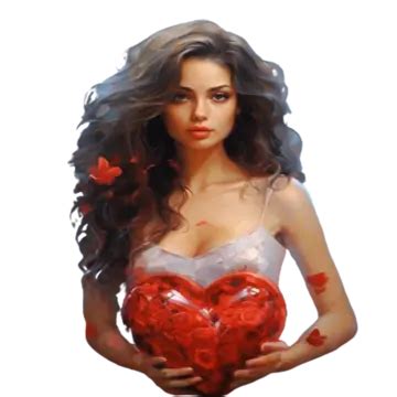 Día De San Valentín Una Linda Chica Hermosa Con Corazón De Globo Rojo