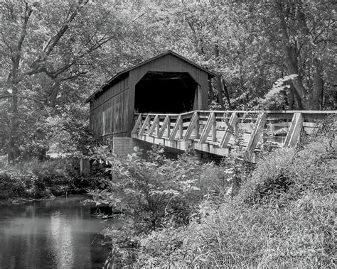 Sugar Creek Bridge Chatham Illinois Bandw Photograph By Kimberly Blom