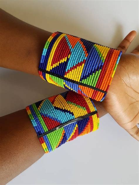 Maasai Beaded Bracelet Set Colorful Maasai Bangles Long Etsy Loom