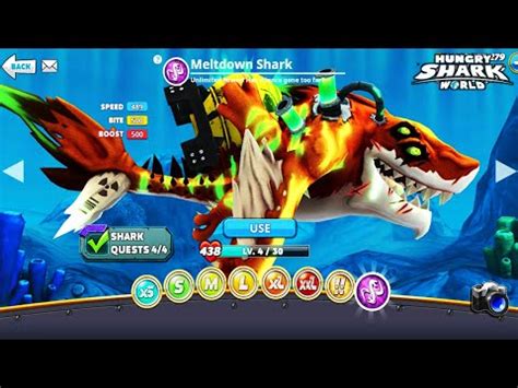 Hungry Shark World New Skin Meltdown Shark Gameplay Walkthrough