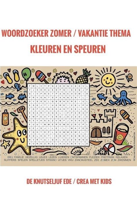 Woordzoeker Zomer Vakantie Thema Kleurplaat Craft Projects For Adults