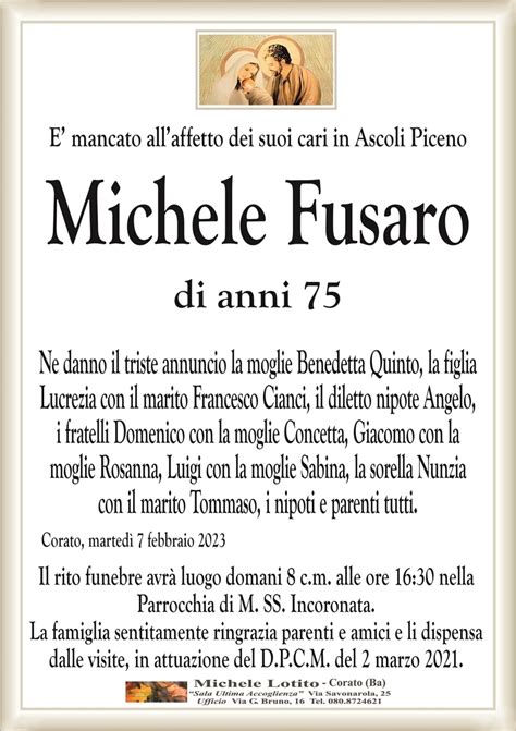 MICHELE FUSARO Corato Necrologi Web