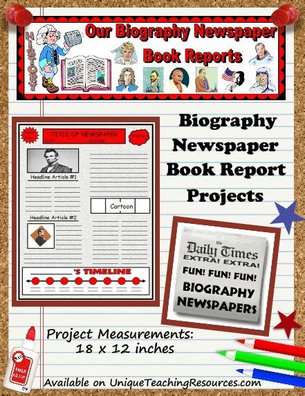 Biography Newspaper Book Report Project For This Nonfiction Book