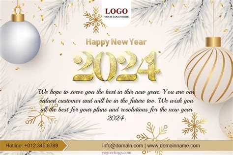 A Happy New Year Greeting Card With Ornaments