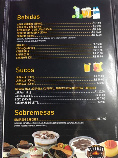 Menu Em General Picanha Grill E Delivery Restaurante Manaus