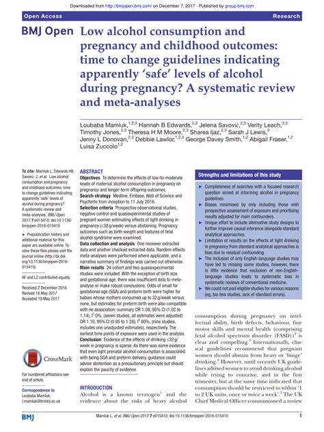 (PDF) Low alcohol consumption and pregnancy and childhood outcomes ...