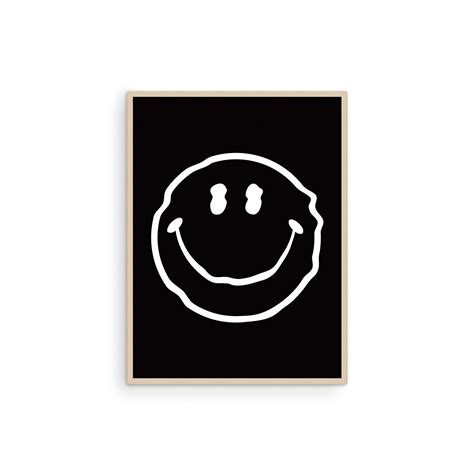 Black White Smiley Face Poster - Etsy