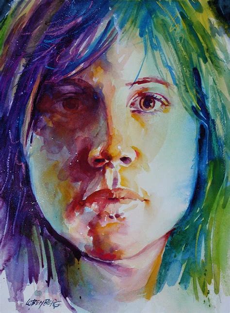 David Lobenberg Watercolors Female Portrait Study Painting By David