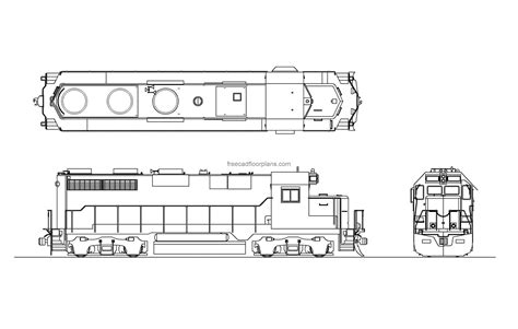 Diesel Locomotive - Free CAD Drawings