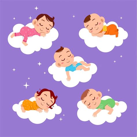 Premium Vector Baby Sleep On Cloud Set