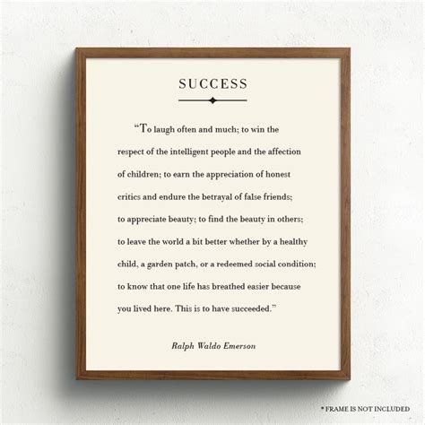 Ralph Waldo Emerson Poem Success Quote Inspirational Quote Wall Art