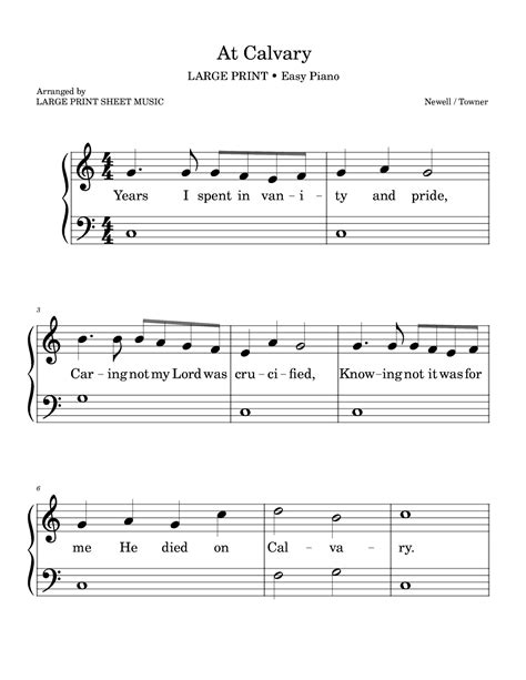 At Calvary | LARGE PRINT | Praise and Worship Hymn | Easy Piano (arr ...