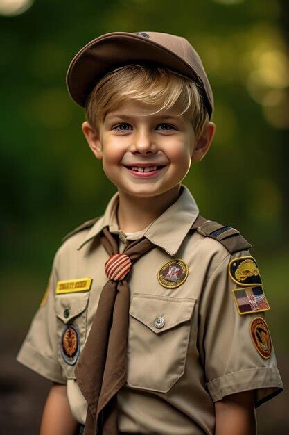 Premium Photo A Happy Boy Scout In Uniform