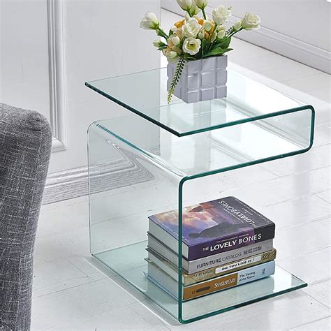 Amazon Glass Nightstand Side Table S Shaped End Table For Living