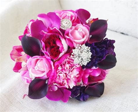 Wedding Purple And Fuchsia Mix Of Natural Touch Hydrangeas Peonies