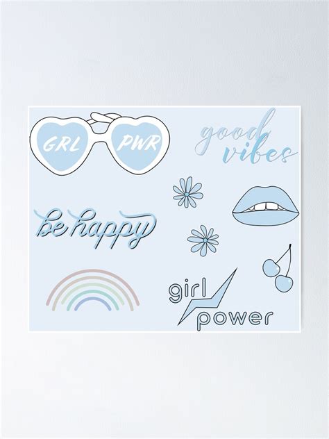 Light Blue Sticker Pack Collection Of Hand Drawn Images And Text For