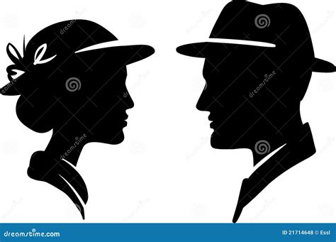 Man And Woman Face Profile Stock Vector Illustration Of Artwork 21714648