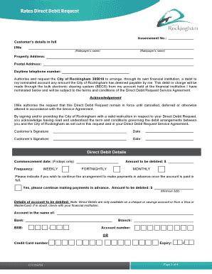 Fillable Online BDirectb Debit BRequestb Form City Of Rockingham Fax