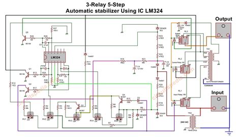 Relay Type Automatic Voltage Stabilizer Circuit Diagram