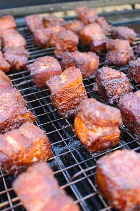 Smoked Pork Burnt Ends Over The Fire Cooking