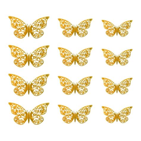 pcs gold butterfly wall stickers  removable golden paper