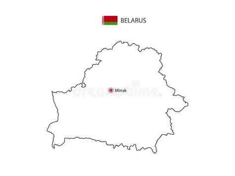 Dibujar A Mano Delgada L Nea Negra Vector Del Mapa De Belar S Con Minsk