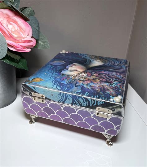 Mermaid Jewelry Boxmermaid Decoupage Boxmermaid Trinket - Etsy