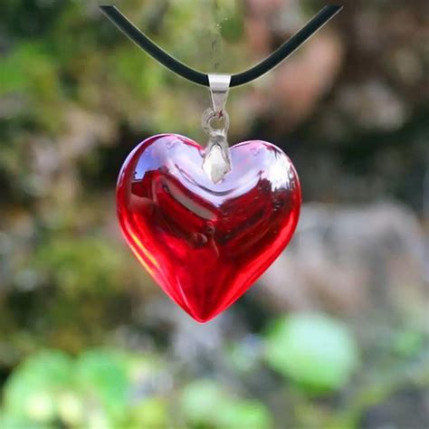 Grand Collier Coeur Rouge Pour Femme Breloque Pendentif Arc En Ciel