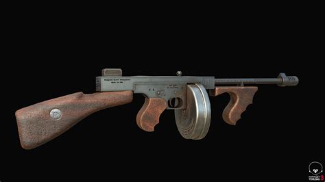 Thompson 1928 Submachine Gun PBR 3D model | CGTrader