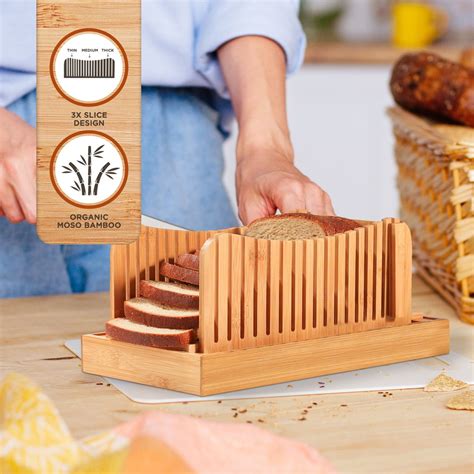 Bamboo Bread Slicer For Homemade Wooden Cutting Board With Crumb Rack 送料込