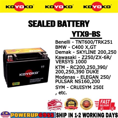 Ytx Bs Ytx Btx Koyoko Sealed Battery Bateri Seal Z Tnt Duke Rc