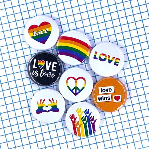 More Pride Buttons Set Of 8 Lgbtq Flair Pin Badge Magnet Etsy