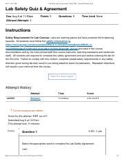 Lab Safety Quiz And Agreement Chem 1ld Course Hero