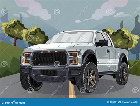 Pickup Truck On The Road Stock Vector Illustration Of City 273291562