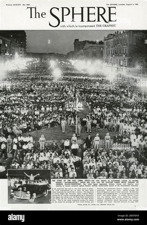 Start of the Suez Crisis - Vast crowds in Alexandria listen to Colonel ...